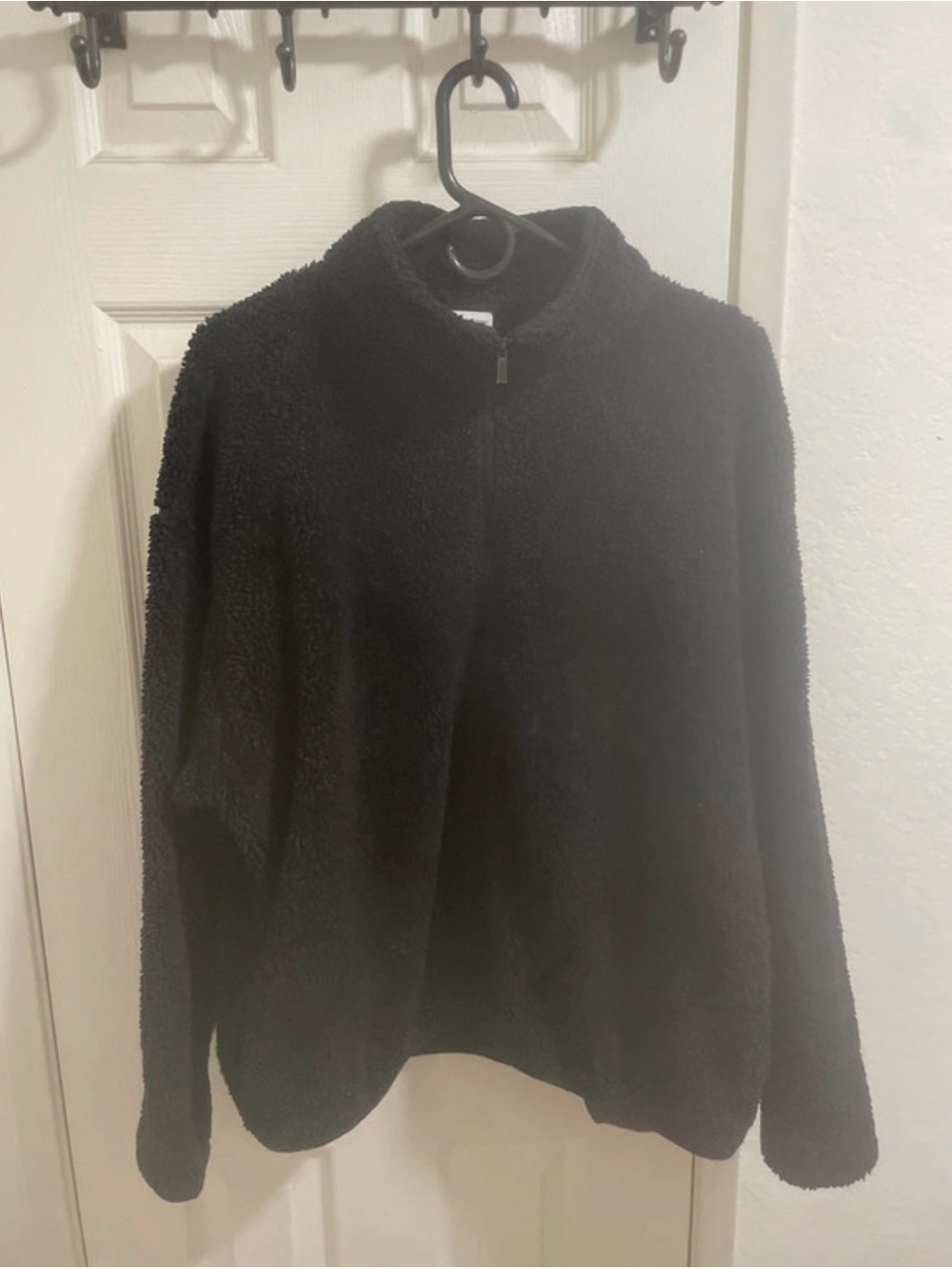 PINK Victoria's Secret Black Sherpa Zip-Up Crew
